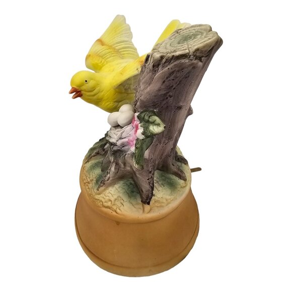 Vtg Shafford Japan 5" Yellow Bird Nest Music Box Hand Painted Porcelain Figurine - Picture 4 of 10